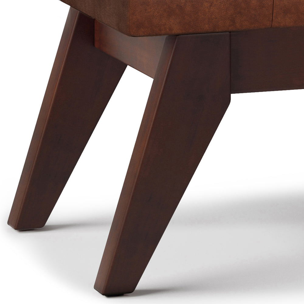 English Elm Draper Mid Century Tufted Ottoman Bench with Distressed Vegan Faux Leather Upholstery, 40" W Dark Brown B136P159074