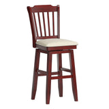 Homelegance By Top-Line Juliette Slat Back Bar Height Wood Swivel Bar Stool Red Rubberwood