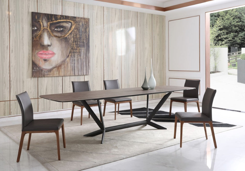 VIG Furniture Herzog Large Grey Ceramic Dining Table For 12 — Heat, Stain & Scratch Resistant Modern Centerpiece VGVCT1860-DT