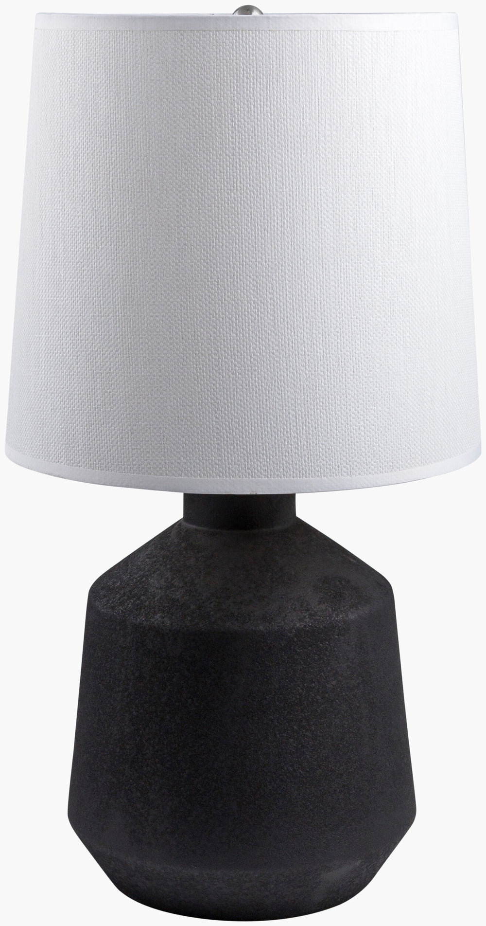 Surya Heuvelton Elegant 24" Ceramic Accent Table Lamp With Classic Paper Shade For Timeless Sophistication Body, Black,Shade, White,Finial, Metallic ,Silver,Harp, Metallic ,Nickel,Cord, Translucent Ceramic,Paper,Paper,Nickel Heu-001