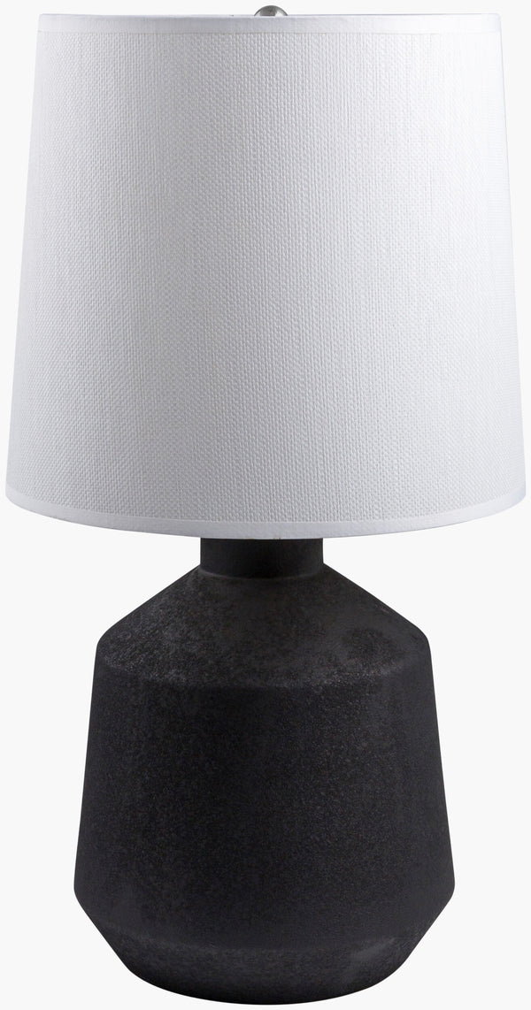 Surya Heuvelton Elegant 24" Ceramic Accent Table Lamp With Classic Paper Shade For Timeless Sophistication Body, Black,Shade, White,Finial, Metallic ,Silver,Harp, Metallic ,Nickel,Cord, Translucent Ceramic,Paper,Paper,Nickel Heu-001