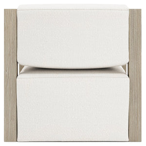 Bernhardt Bernhardt Leilani Outdoor Swivel Chair Sea Oat Finish — Teak Sculptural Arms, 360° Hidden Swivel, Uv-Rated Fabric - Made to Order O4317SA