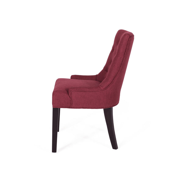 English Elm Christopher Knight Home® - Cheney Dining Chair Set Of 2 - Elegant Red Upholstered Tufted Chairs For Modern Dining Spaces 54181.00FDRED