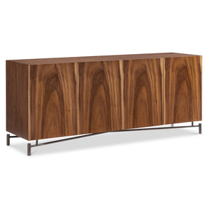 Bernhardt Bernhardt Brasea Suar Wood Media Credenza with Cathedral Grain and Steel Base 394894