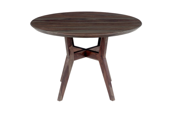 Porter Designs Porter Fall River Round Dining Table - Solid Sheesham Wood, Black Walnut Finish, Modern Elegance Gray Wood 07-117-01-4896
