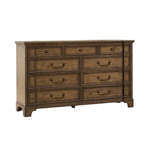 Revival Row 9-Drawer Dresser Brown with Village Lane Finish P348100 Pulaski Furniture