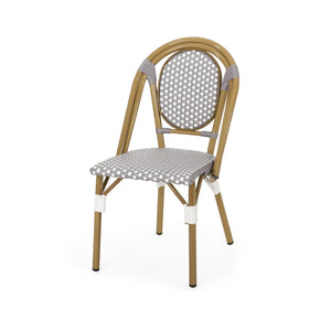 English Elm French Bistro Outdoor Chair Set of 2 Handwoven Pe Rattan Aluminum Cafe Patio Seating 69959.00GRY