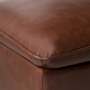 English Elm Emily Cognac Storage Ottoman with Pillow Top, Nailhead Trim & Hidden Interior Storage Bench 39" B136P158187