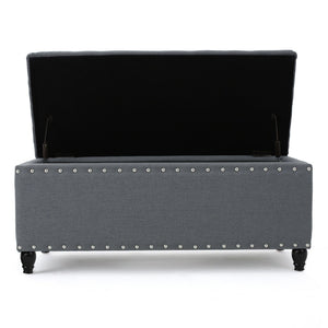 English Elm Storage Ottoman Bench with Hinged Lid Padded Seat Living Room Coffee Table 60581.00CCL