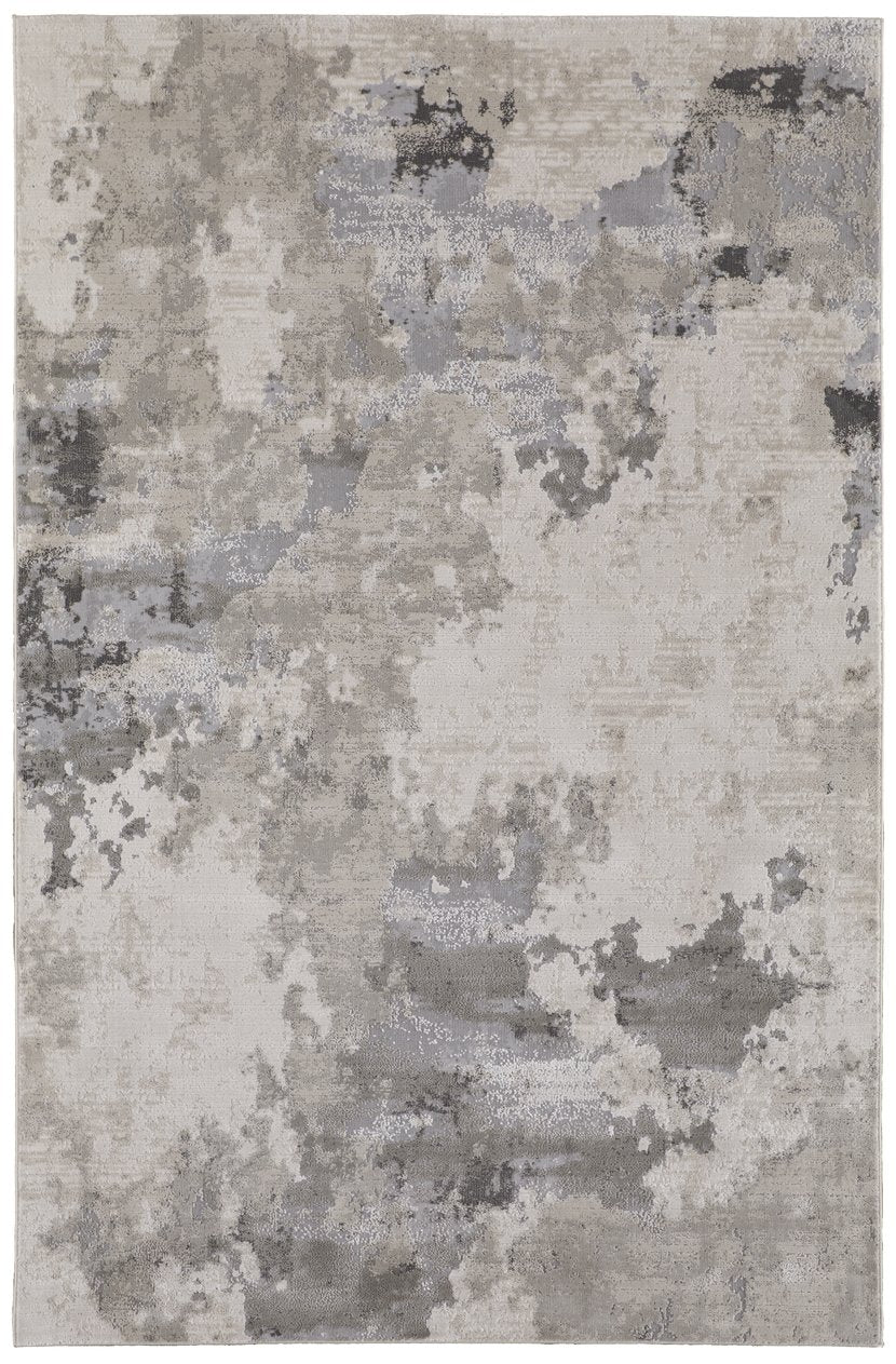 Feizy Rugs Prasad Modern Abstract Rug – Durable, Stain-resistant, Power Loomed Design For High Traffic Areas Ivory,Gray Polypropylene,Polyester 6703970fgry000p18