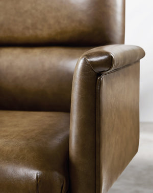 Hooker Furniture Starling Executive Swivel Tilt Chair With Semi-Aniline Top-Grain Leather, Channeled Back & Wood Base Brown EC822-078