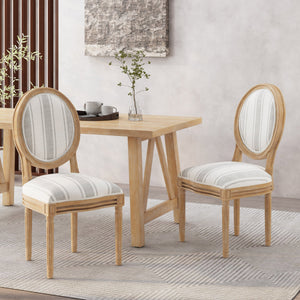 English Elm Christopher Knight Home® - Kd Elegant Upholstered Dining Chairs Set - French Country Style With Round Backrest & Fluted Legs 60352.00GRYLNN