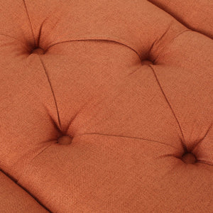 English Elm Christopher Knight Home® - Ottoman 50" Orange Button-Tufted Upholstered Bench with Storage, Birch Legs, Modern Accent Seat 59075.00ORG