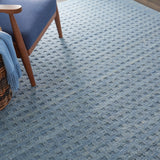 Nourison Perris PERR1 Handmade Woven No Border Indoor Only Contemporary  Rug Denim, Blue 100% Wool 99446222794