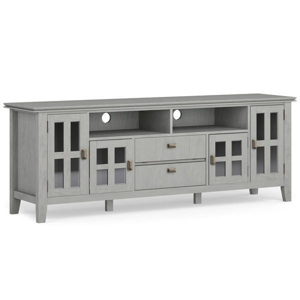 English Elm Artisan 72" Tv Media Stand In Fog Grey - Handcrafted Solid Wood With Ample Storage & Stylish Design B136P158423