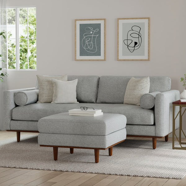 English Elm Morrison 89" Sofa - Mid-Century Modern Design In Soft Mist Grey, Sustainable Comfort For 3 People B136P159964