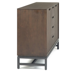 English Elm Banting Mid Century Sideboard Walnut Brown – Solid Rubberwood, Metal Frame, 4 Drawers & Adjustable Shelves B136P158464