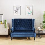 Christopher Knight Home® Nolie High Back Tufted Winged Cobalt Velvet Loveseat