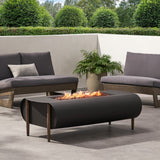 Christopher Knight Home® - Noble House - Shenandoah Outdoor 50,000 Btu Rectangular Fire Pit (No Tank Holder), Dark Gray and Wood Pattern