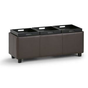 English Elm Avalon Chocolate Brown Storage Ottoman – Stylish Faux Leather With Hidden Storage & Serving Trays B136P158110