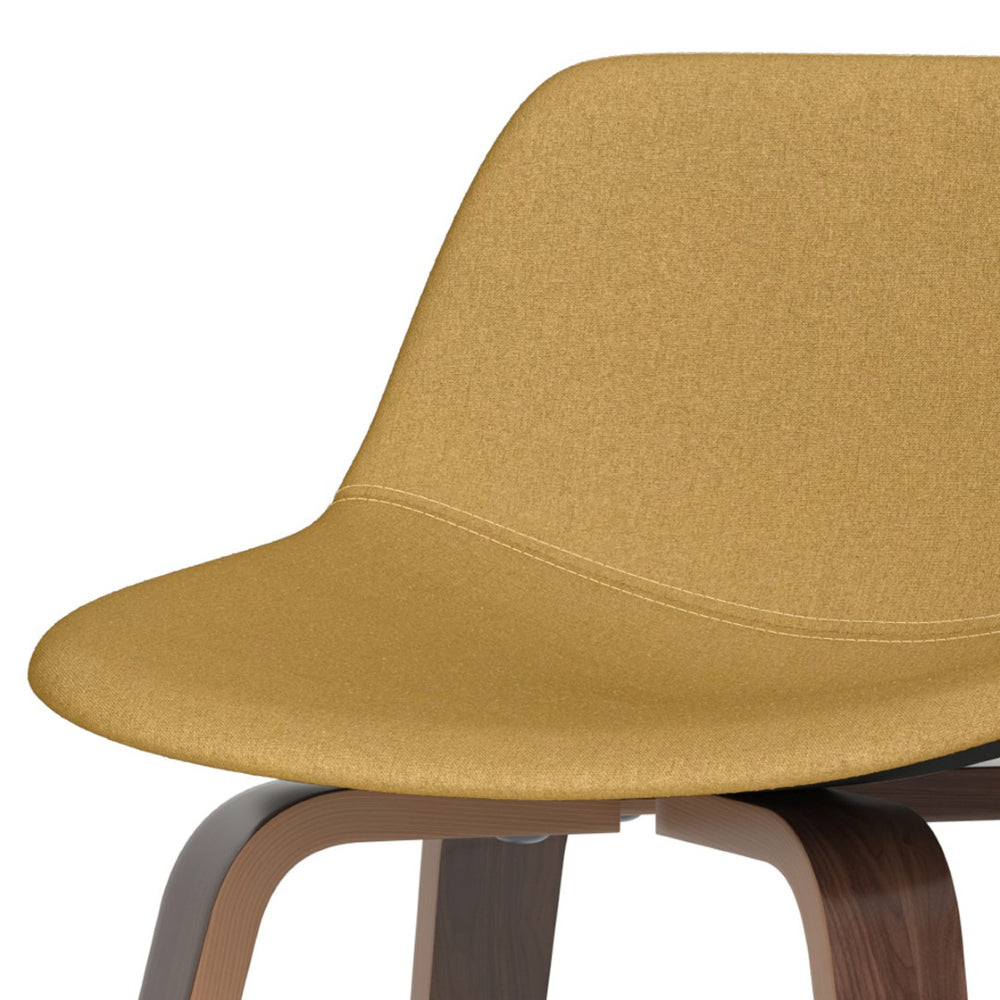 English Elm Randolph Mid-Century Modern Bentwood Bar Stools Set Of 2 With Dijon Yellow Upholstery & Chrome Accents B136P159449-GIGA