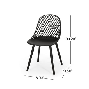 English Elm Christopher Knight Home® - LILY Outdoor Dining Chair with Weather-Resistant Polypropylene, Diamond Mesh Design for Durability Black 27.5 L x 21.2 W x 20.3 H 69070.00