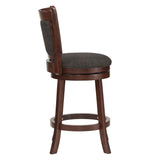 Homelegance By Top-Line Sydney Upholstered Back Swivel 24" Counter Height Stool Dark Grey Rubberwood