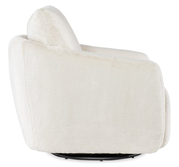 Hooker Furniture Bonnie Petite Swivel Chair With Motorized Hidden Footrest, Faux-Fur Upholstery & Black Metal Base CC610-PFSW-470