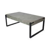 Christopher Knight Home® - Noble House - Merion Modern Industrial Coffee Table, Light Concrete and Matte Black