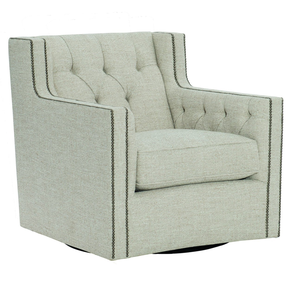 Bernhardt Bernhardt Candace Swivel Chair With Tufted Back, Nailhead Trim & Smooth Base — Classic Modern Comfort. - Made to Order B7272SC