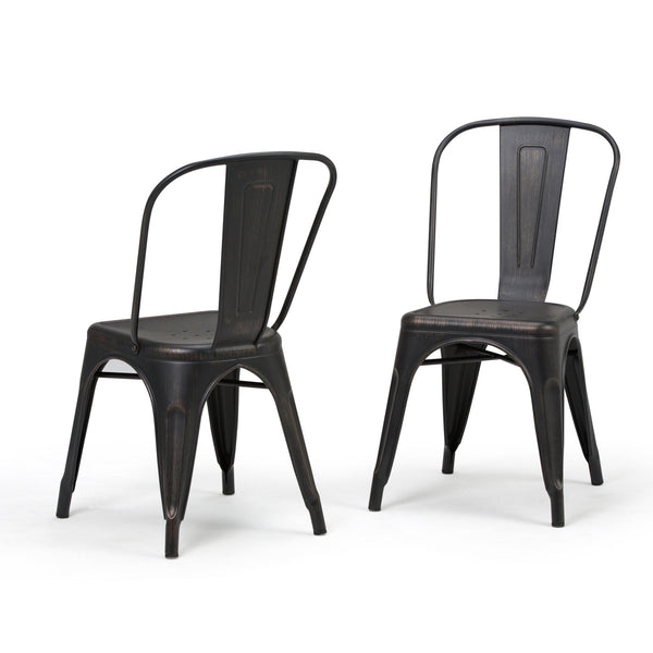 English Elm Fletcher - Industrial Metal Dining Side Chair Set Of 2 - Distressed Black & Copper Finish Style B136P158660