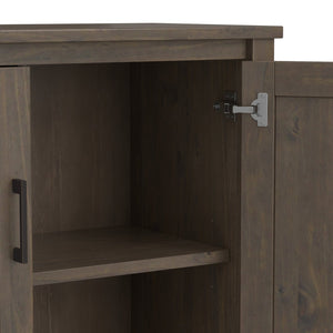 English Elm Ela Smoky Brown Low Storage Cabinet – Handcrafted Solid Wood, Shaker X Doors, Adjustable Shelves, 32" B136P158604
