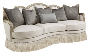 A.R.T. Furniture Giovanna Bezel Sofa - Luxurious European-inspired Design With Plush Cushions & Glamorous Finish White, Silver  509501-5727ab