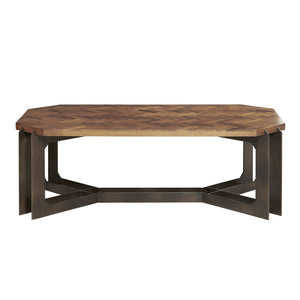 Rustic Cocktail Table with Metal Base Brown with Wood Finish P301727 Pulaski Furniture