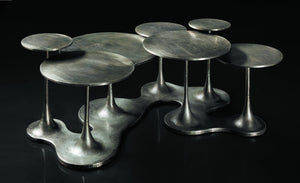 Bernhardt Bernhardt Sculptural Circlet Cocktail Table In Textured Graphite Cast Aluminum — 7 Tulip Tops, Modern Elegance 382024