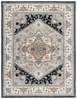 Safavieh Heritage 625 Hand Tufted  Rug Grey / Navy 9' x 12'