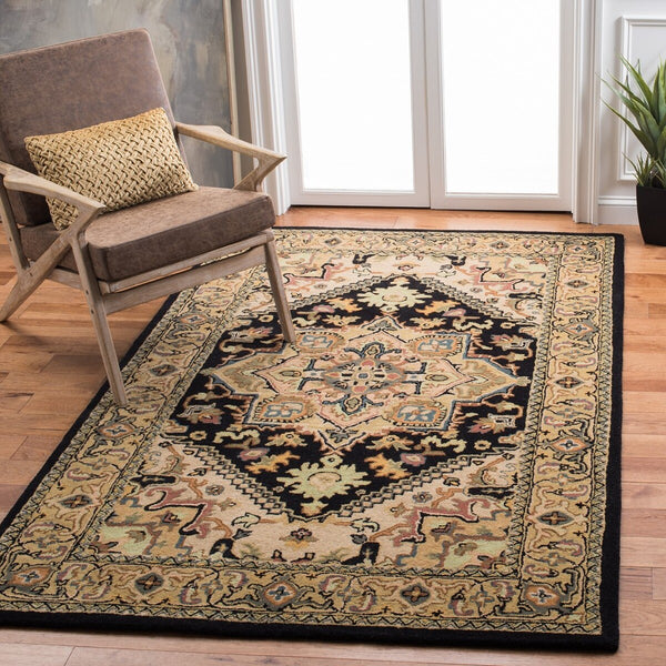Safavieh Heritage 625 Hand Tufted  Rug Black / Gold HG625Z-6OV