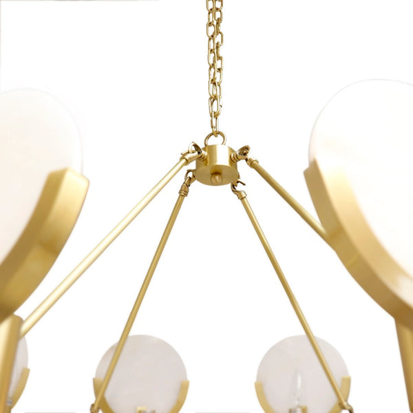 Pasargad Vendome Gold Metal & Marble Plate Chandelier - Contemporary Art For Elegant Interiors Gold Glass & Steel Pmd-7798-8