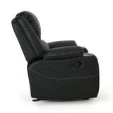 Christopher Knight Home® - Noble House - Sarina Traditional Black Leather Recliner with Steel Cup Holders