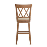 Homelegance By Top-Line Juliette Double X-Back Wood Swivel Bar Stool Oak Rubberwood