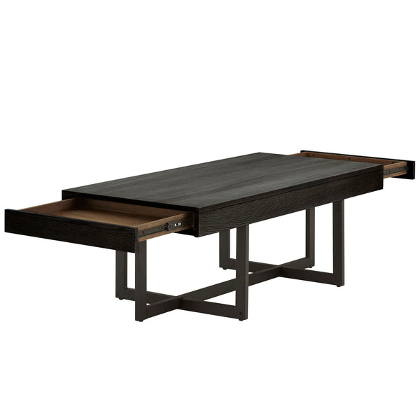 Homelegance By Top-Line Saskai Wood Finish Tables with Drawers Black MDF