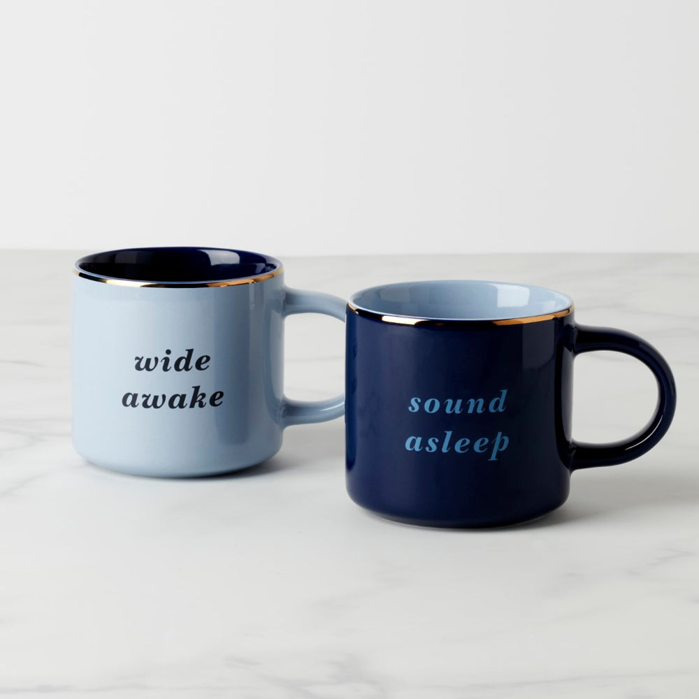 Lenox Kate Spade Wide Awake & Sound Asleep Mugs, Set of 2 Blue, NO COLOR STONEWARE 897463