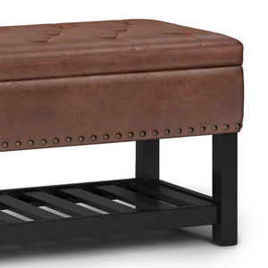 English Elm Lomond - Versatile Storage Ottoman Bench In Distressed Saddle Brown With Stylish Design & Comfort B136P159124