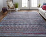 Feizy Rugs Voss Polyester Machine Made Rustic Rug Tan/Blue/Pink 8'-10" x 12'