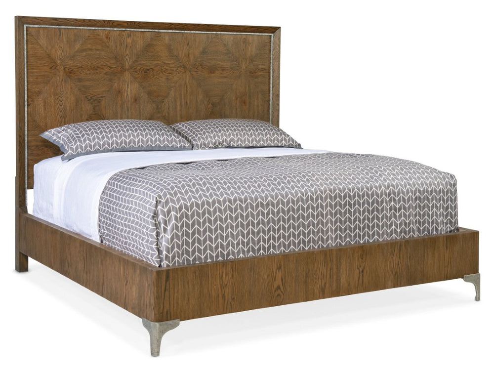 Hooker Furniture Chapman California King Panel Bedframe In Sorrel White Oak Veneer With Diamond Headboard & Pewter Accents 88.00 L x 81.50W x 68.25H 6033-90266-85