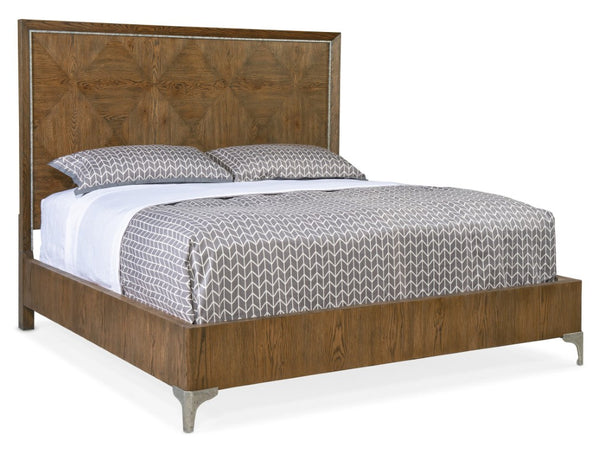 Hooker Furniture Chapman California King Panel Bedframe In Sorrel White Oak Veneer With Diamond Headboard & Pewter Accents 88.00 L x 81.50W x 68.25H 6033-90266-85