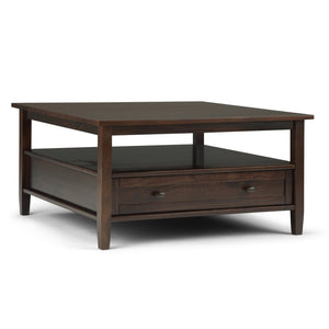 English Elm Warm Shaker Square Coffee Table - Tobacco Brown Wood With Storage, Timeless Style For Your Home B136P159736-GIGA