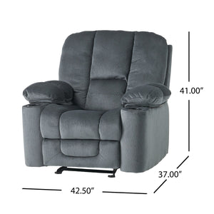 English Elm Christopher Knight Home® - Luxurious Manual Recliner Chair with Skin-Friendly Fabric, Dual Cup Holders, Ergonomic Padded Comfort Silver 57578.00STL