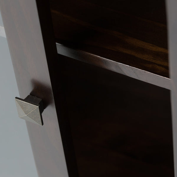 English Elm Cosmopolitan Solid Wood Medium Storage Cabinet in Dark Mahogany Brown with Sliding Glass Doors, Adjustable Shelves B136P159521