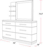 Parker House Pure Modern Bedroom 6 Drawer Dresser and Mirror Moonstone Oak Solids / Oak Veneers BPUR-2131-2